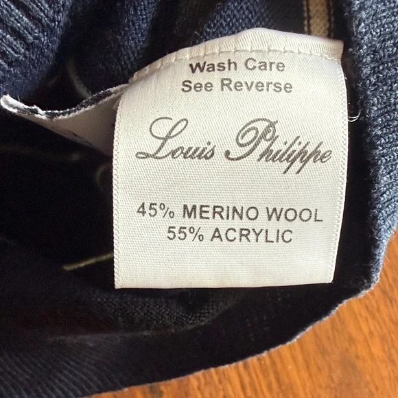 Louis philippe Men's Blue Striped Half-Zip Sweater - xl - merino - Picture 6 of 8